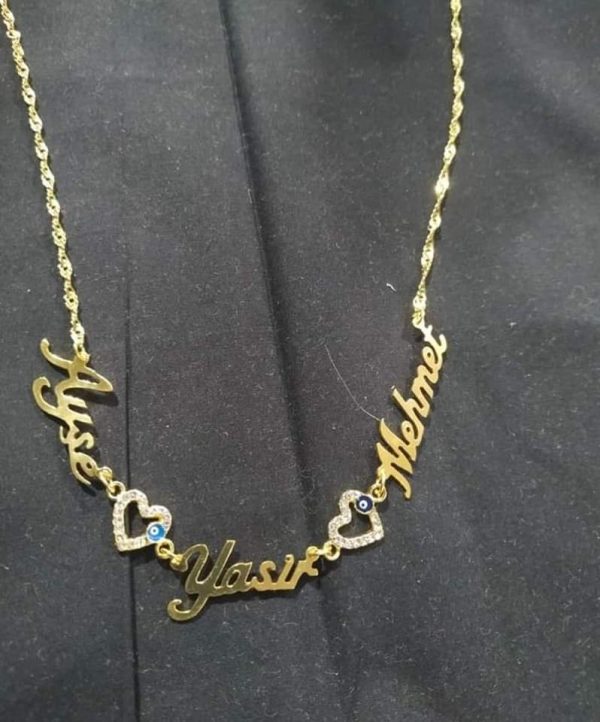isimli kolye üç isimli kalpli model - Görsel 2
